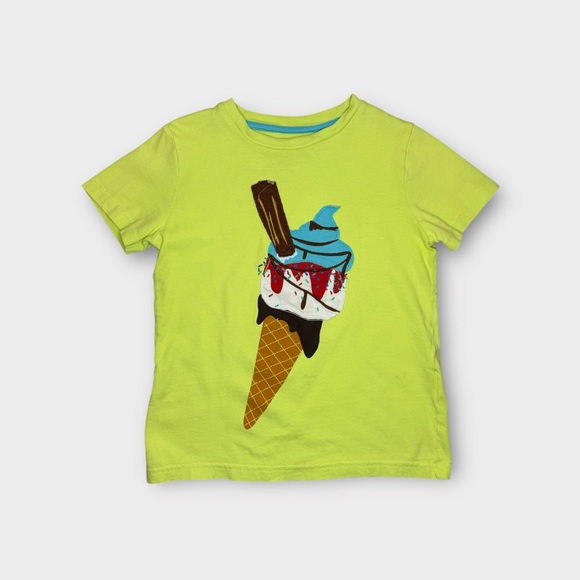 Mini Boden Other - Mini Boden Ice Cream Applique Lime Green Shirt